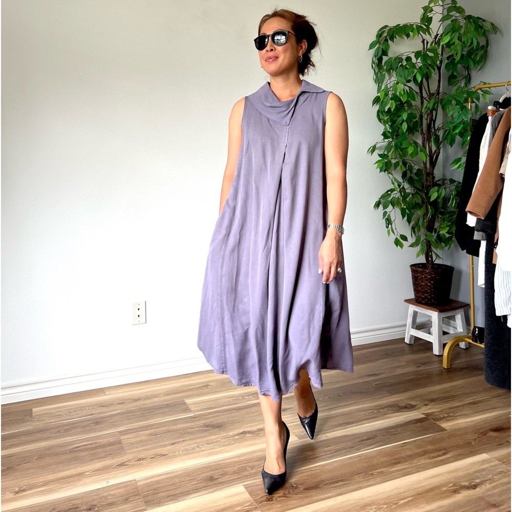 Luukaa lilac lagenlook cowl neck tencel dress size 6